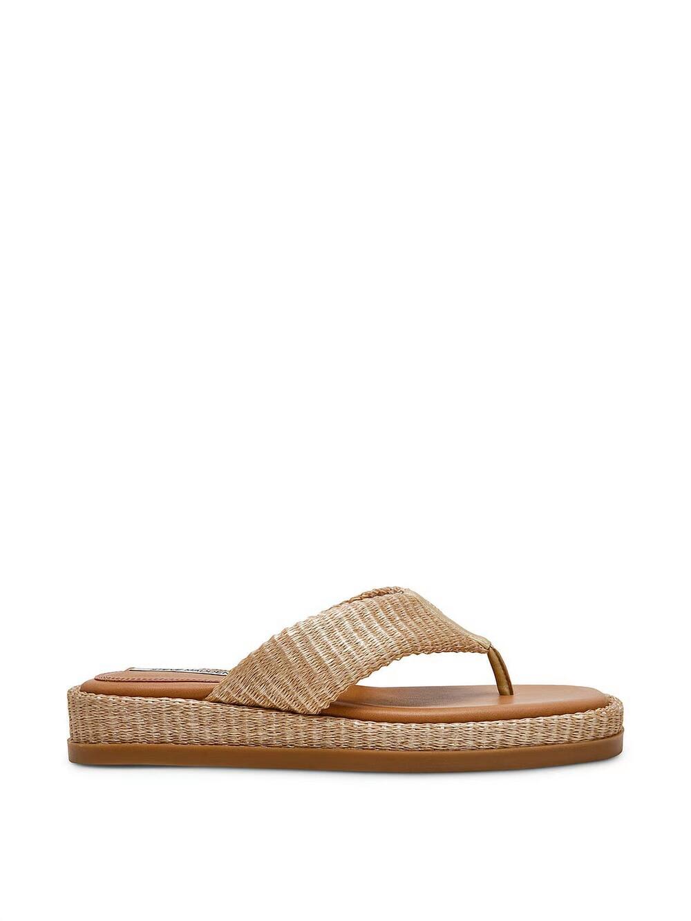 NEW STEVE MADDEN women's bella thong flip flops sandal in gold raffia